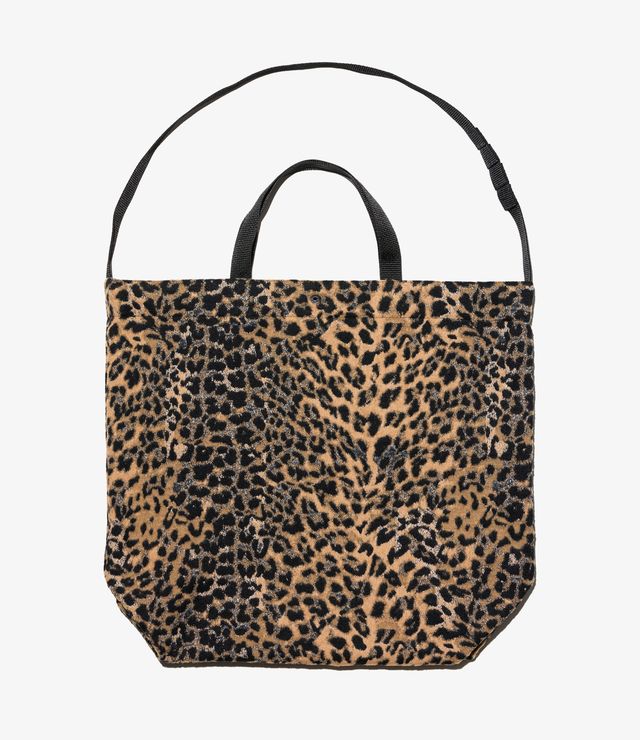 Carry All Tote in Brown Wool Poly Leopard Jacquard