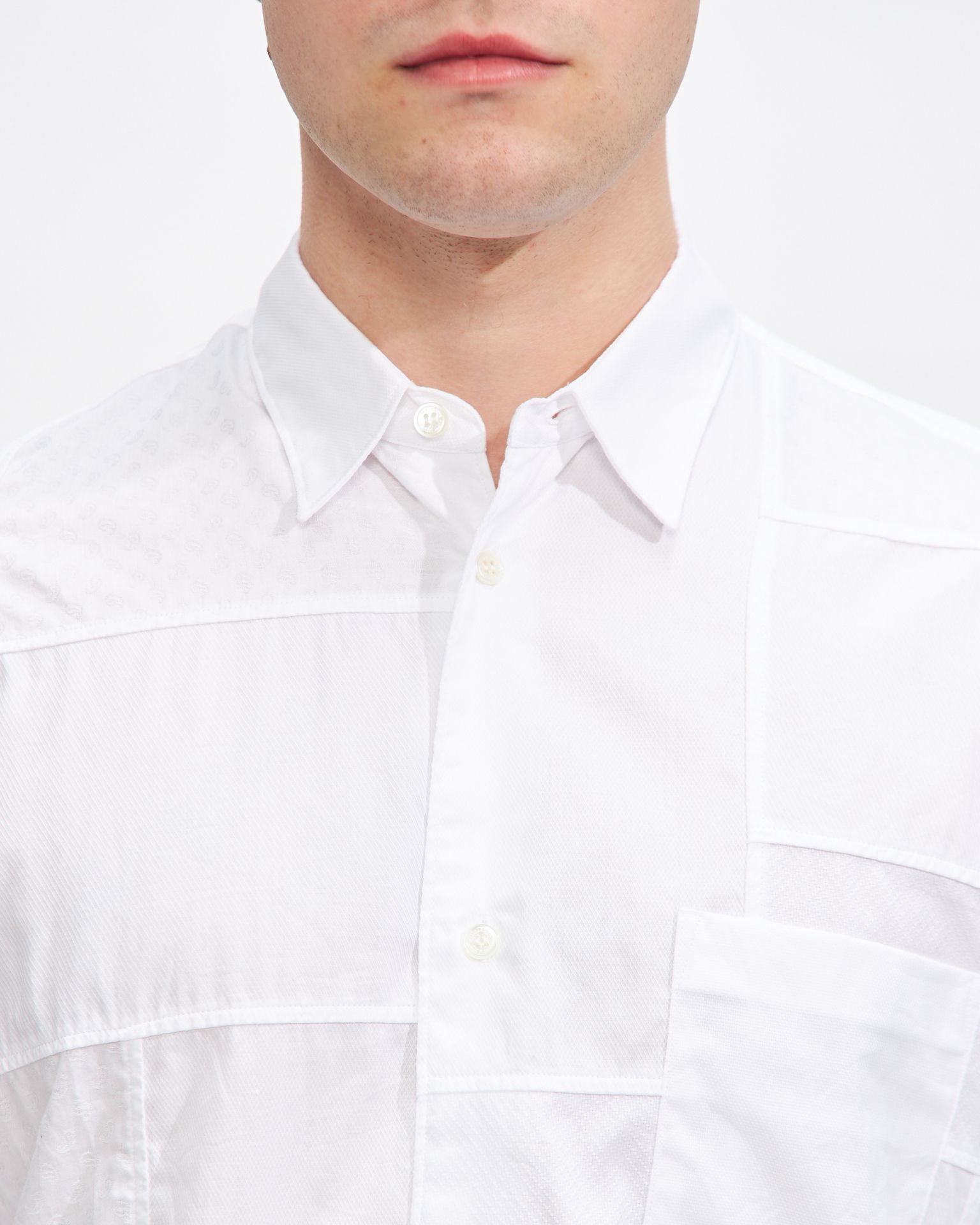 Panelled Fabric Shirt in White