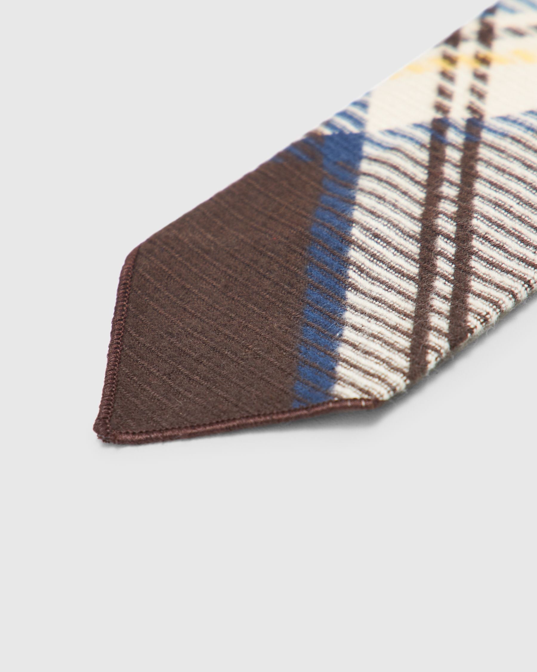 Neck Tie in Brown Cotton Heavy Twill Plaid