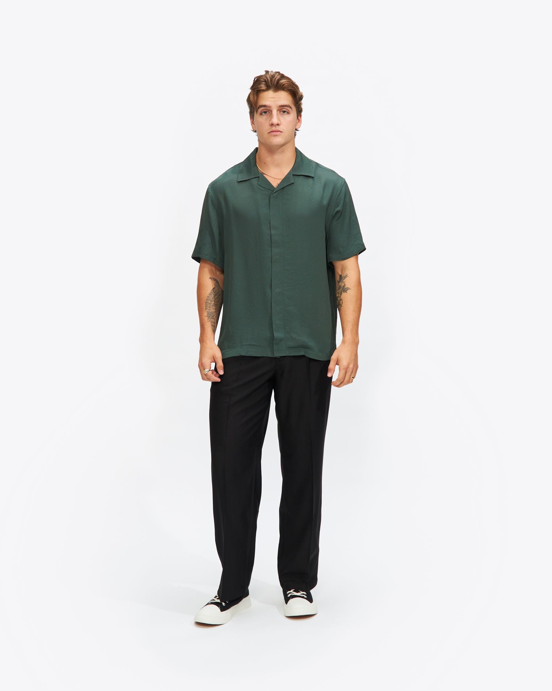York Mini Houndstooth Short Sleeve Shirt in Gulf Coast