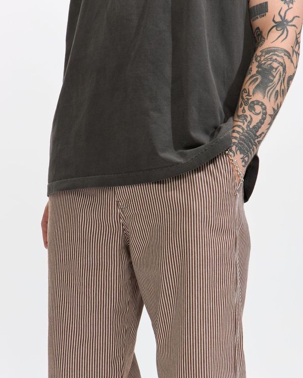 George Stripe Cotton Twill Pant in Dark Earth