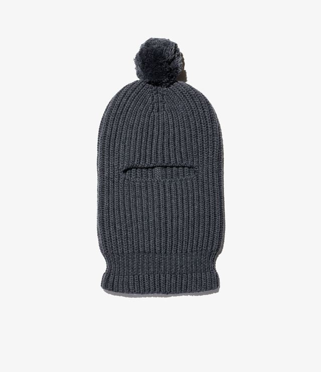 Face Beanie in Charcoal Wool Sweater Knit