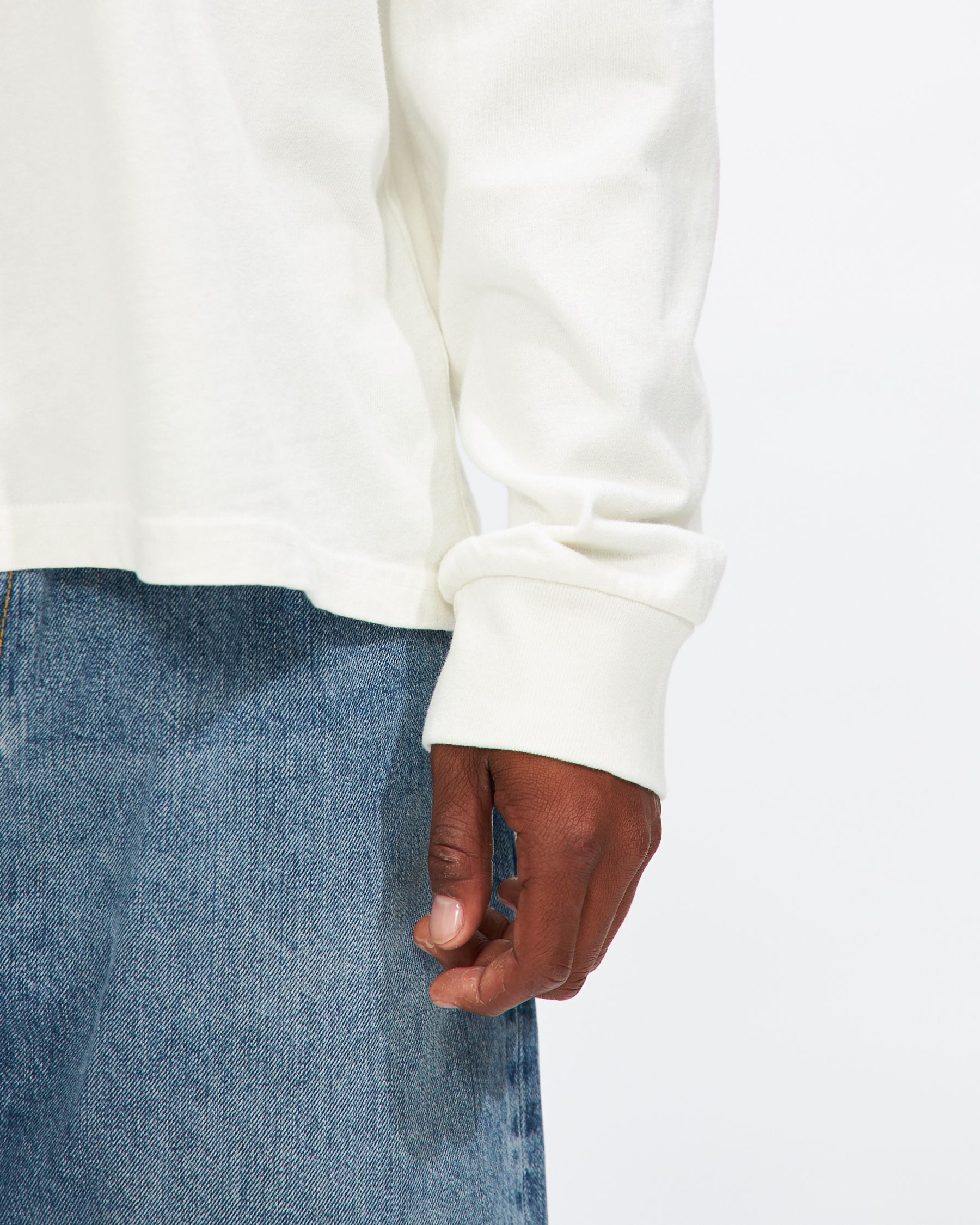 Woolrich Longsleeve Pocket Tee in Washed Bone