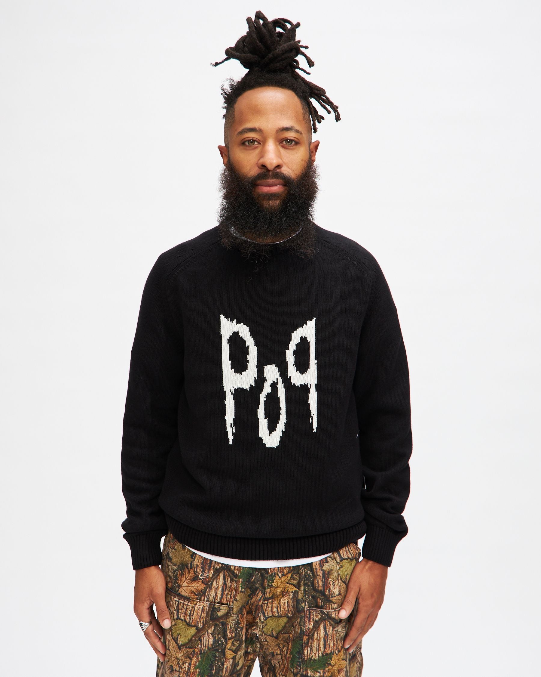 Corn Knitted Crewneck in Black