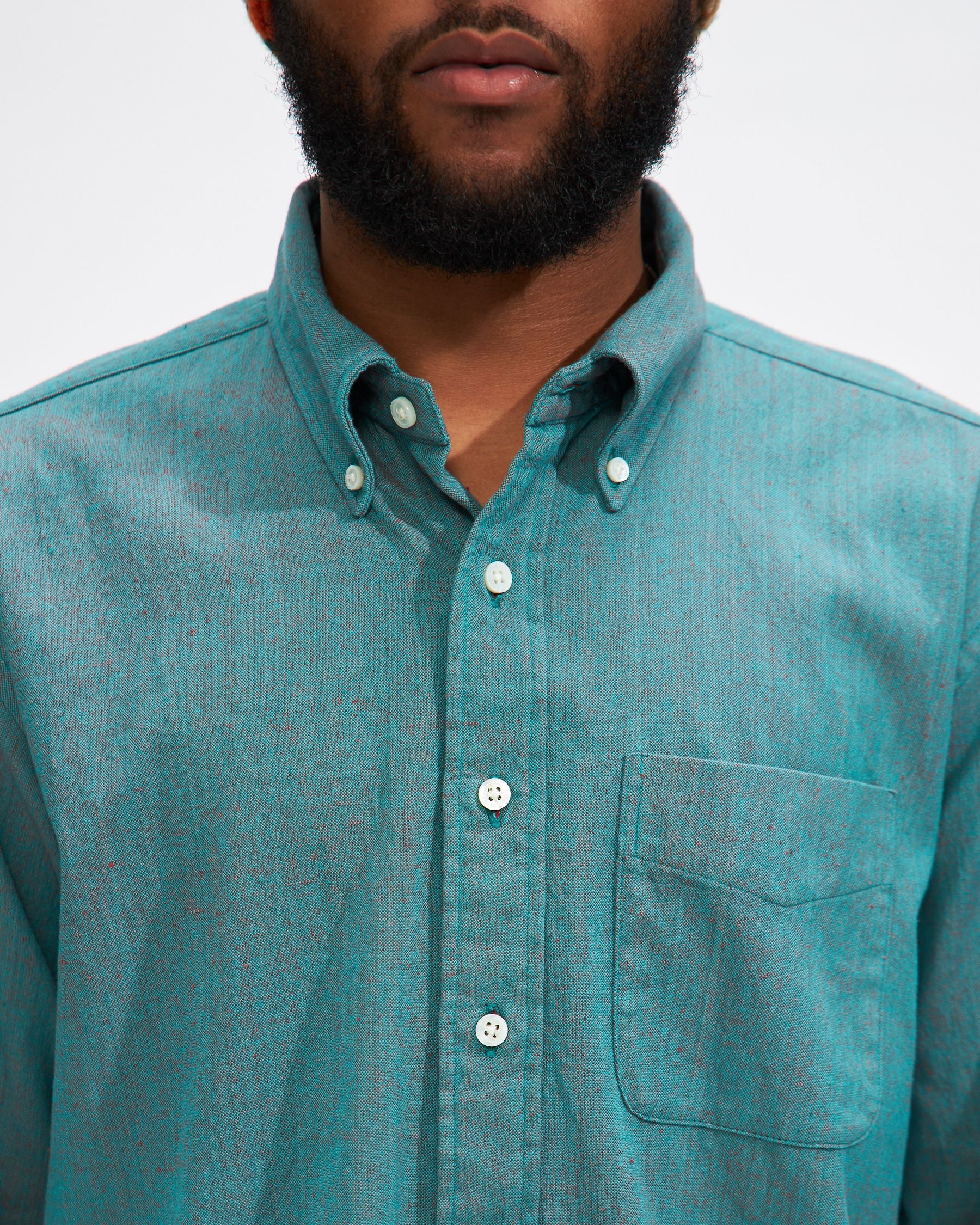 19 Century BD Shirt in Jade Cotton Iridescent Oxford