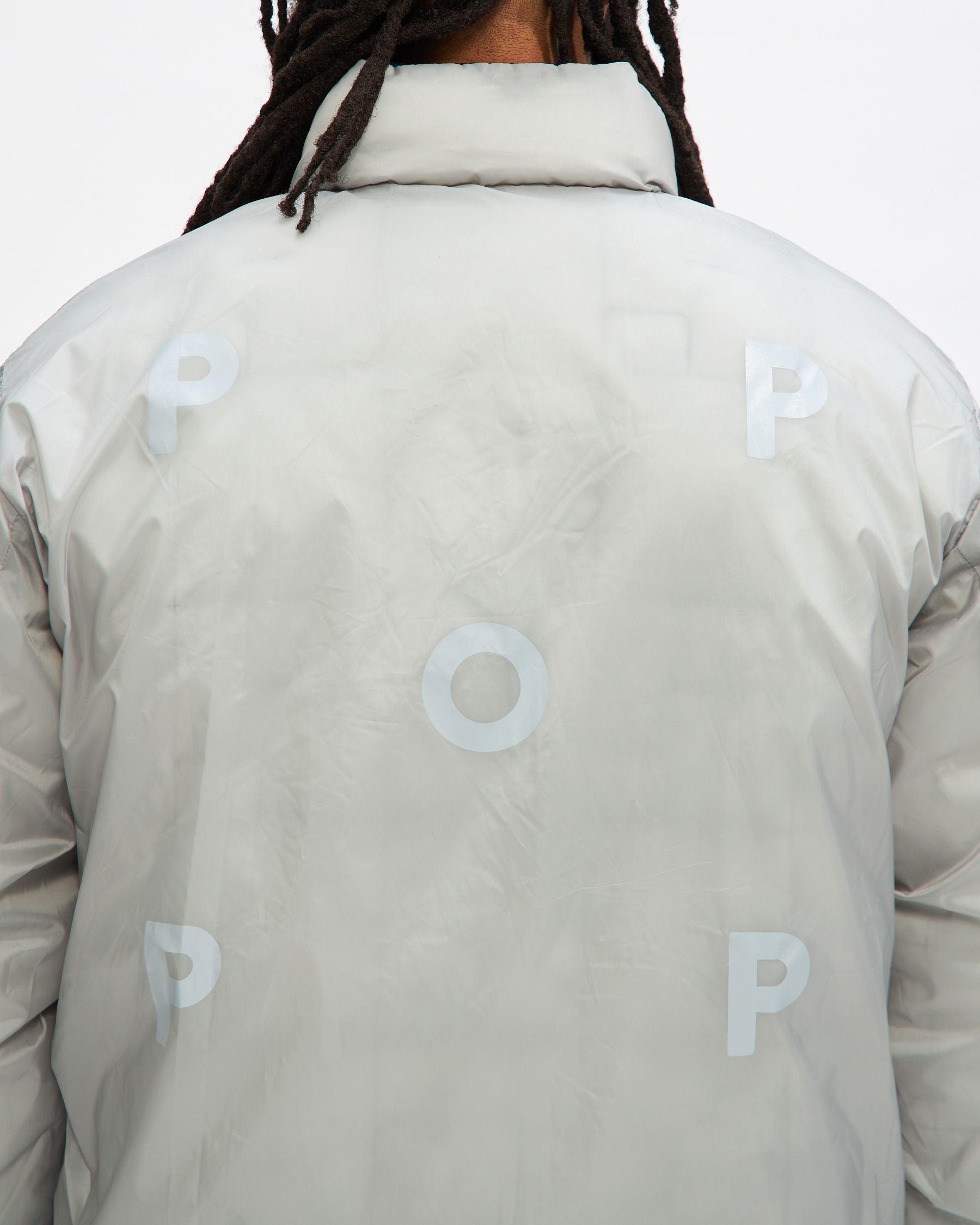 Quilted Reversible Puffer Jacket In Navy/ Drizzle