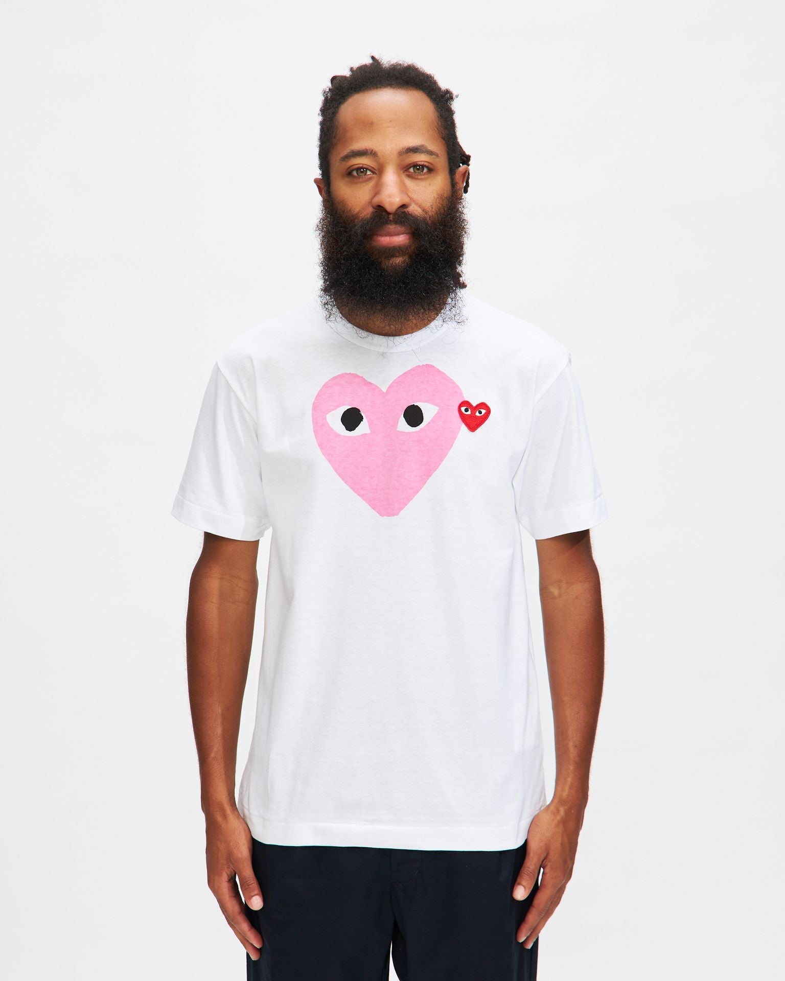 Pink Heart T Shirt in White