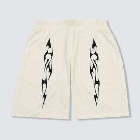 Flame Mesh Shorts in White