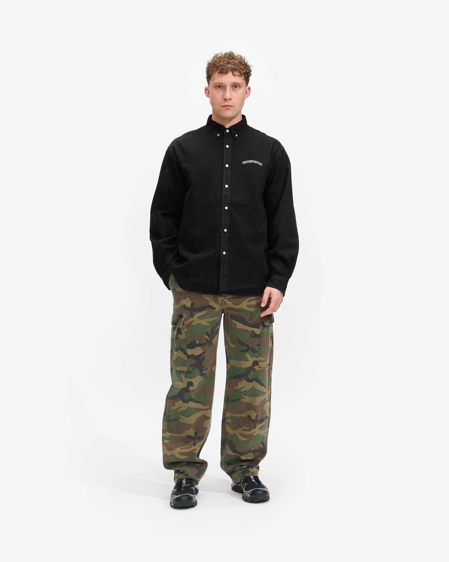 Washed Denim Shirt in Black