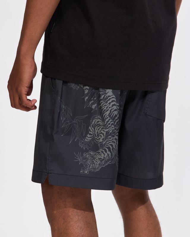 1274 Bamboo Tiger Swim Shorts in Black