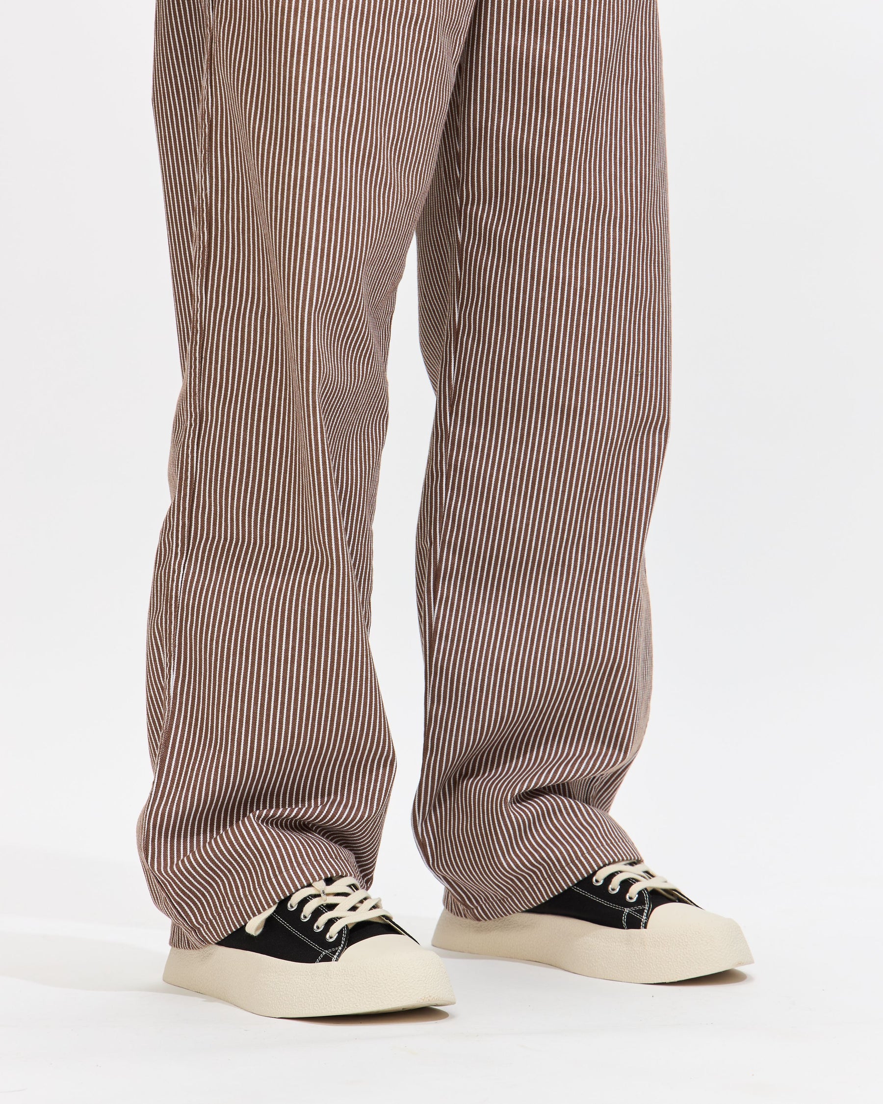 George Stripe Cotton Twill Pant in Dark Earth