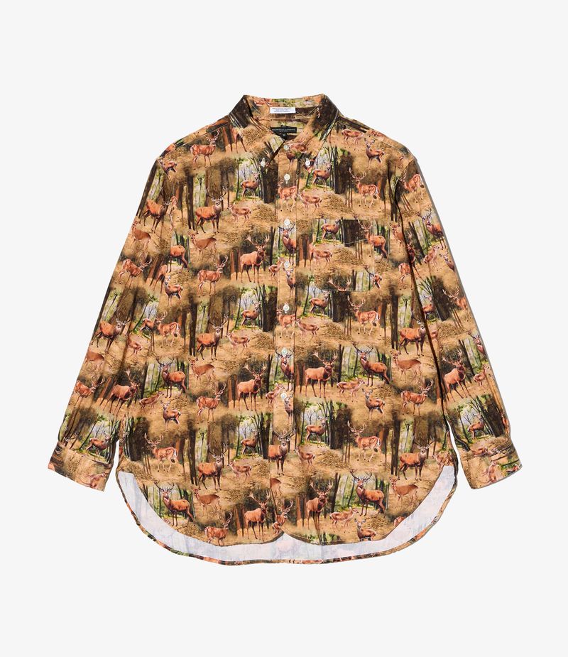 19 Century BD Shirt in Brown Cotton Deer Print