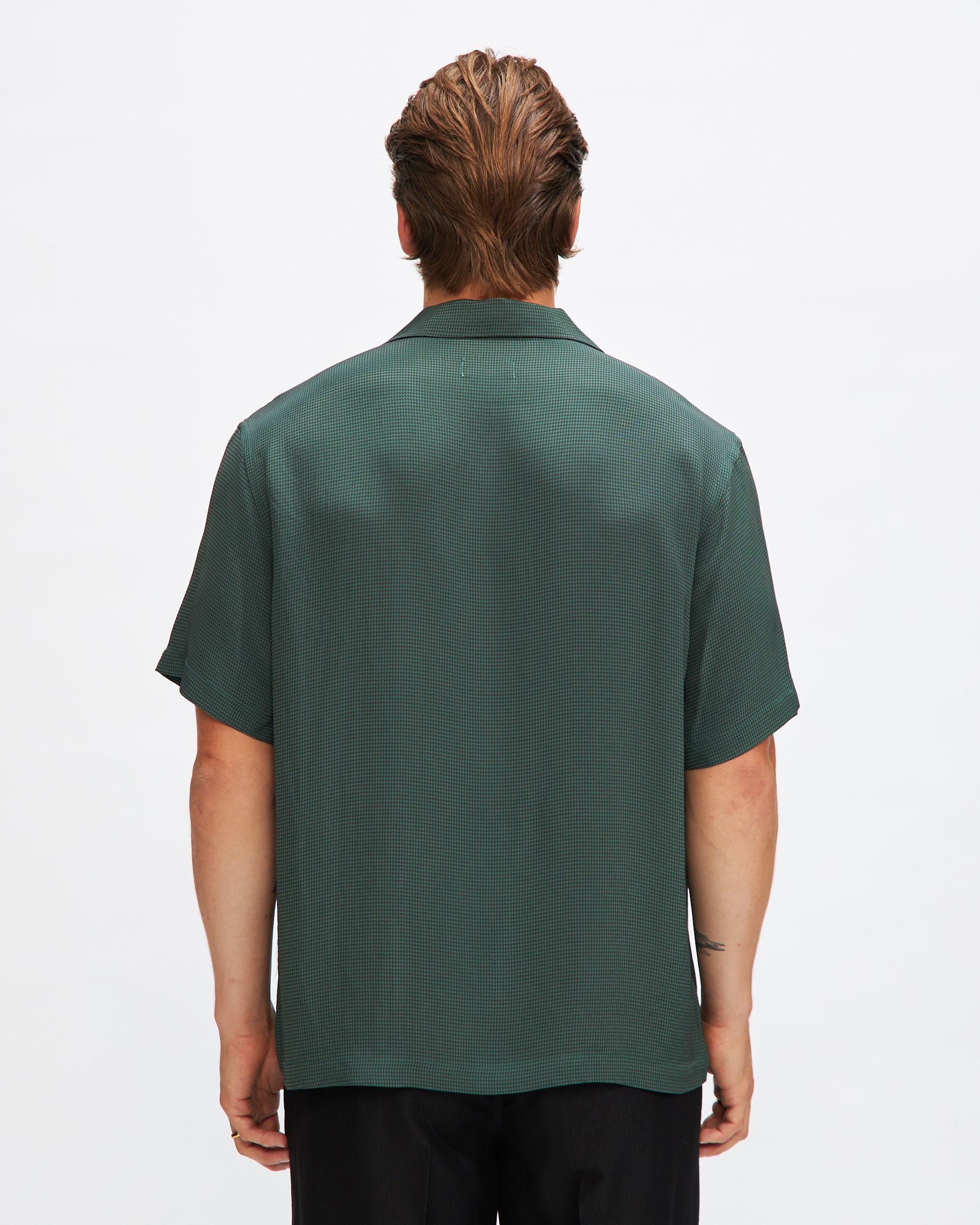 York Mini Houndstooth Short Sleeve Shirt in Gulf Coast