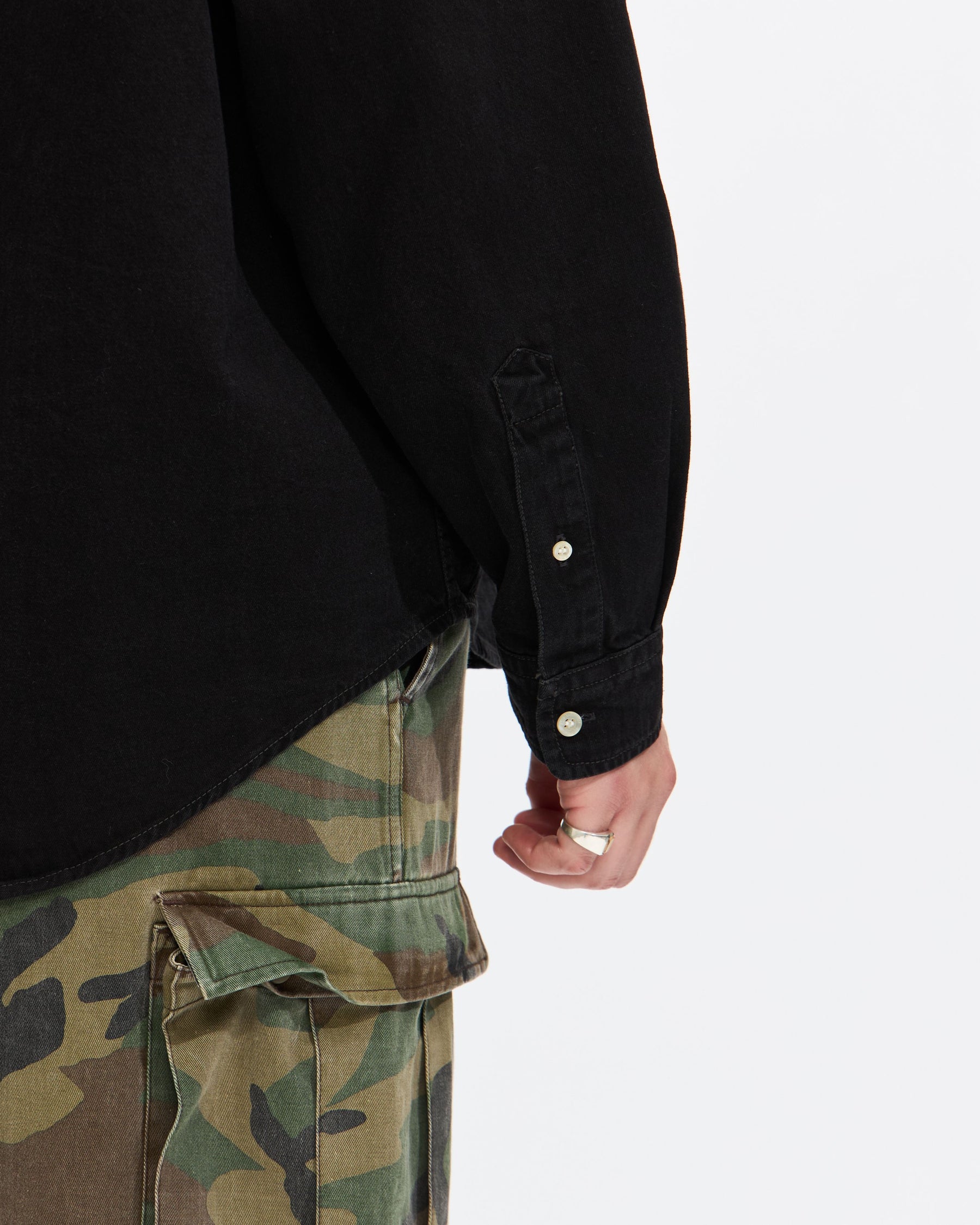 Washed Denim Shirt in Black