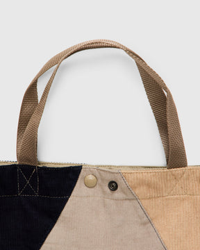 Carry All Tote in Multicolor Triangle Corduroy Patch