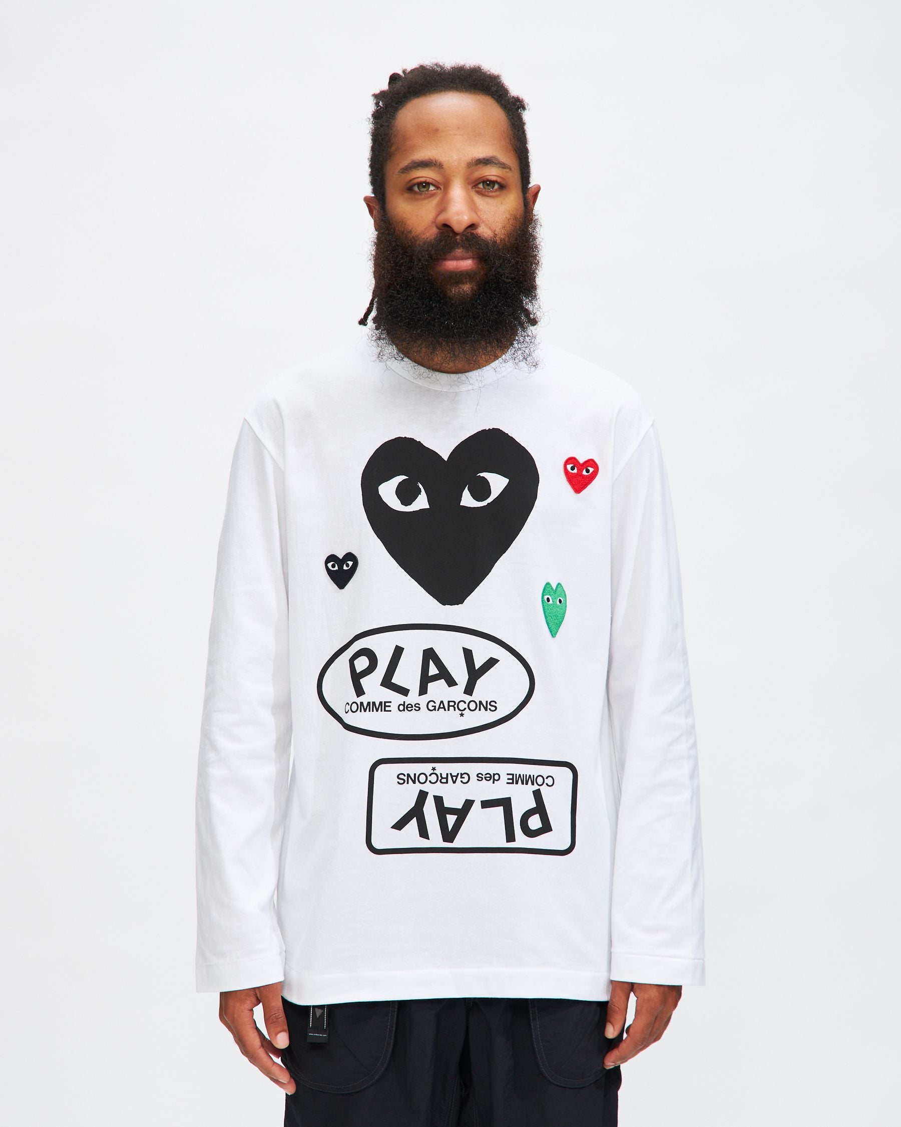 Logo Longsleeve T-Shirt with Black Heart in White
