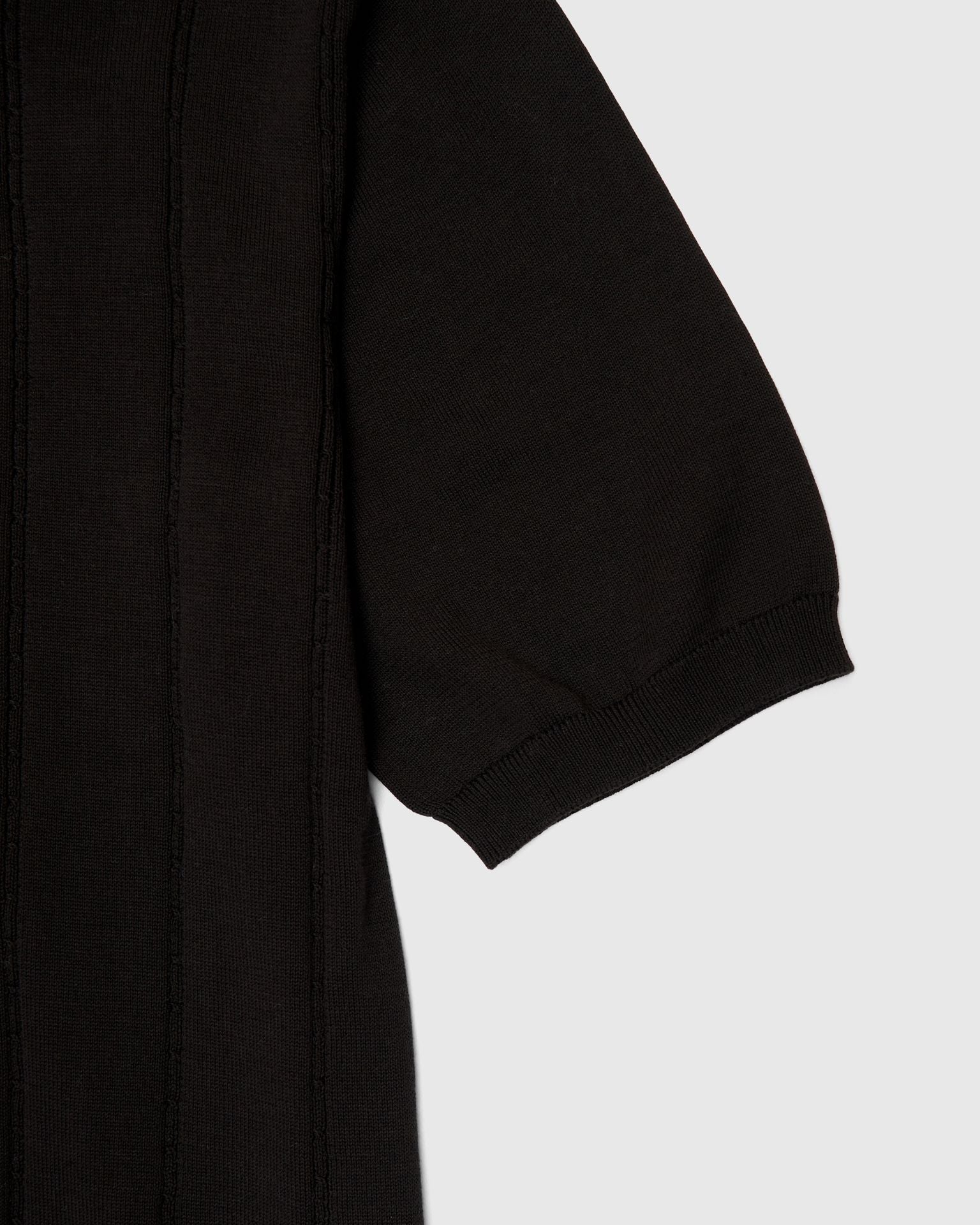 Jammed Mini Cable Knit Polo in Black