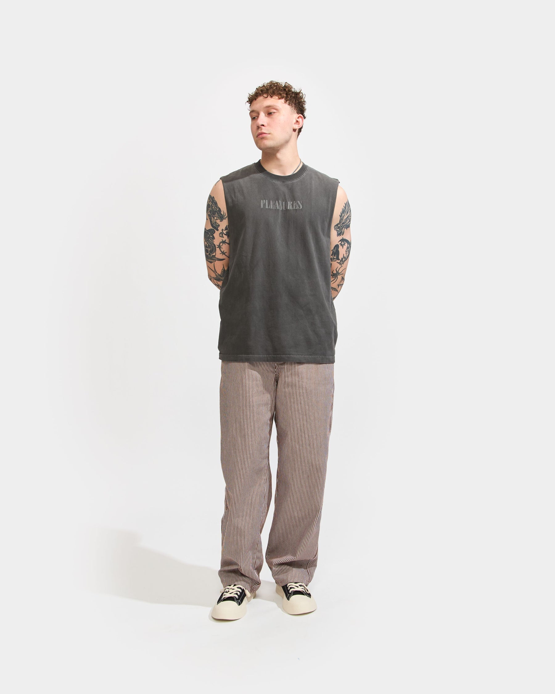 George Stripe Cotton Twill Pant in Dark Earth