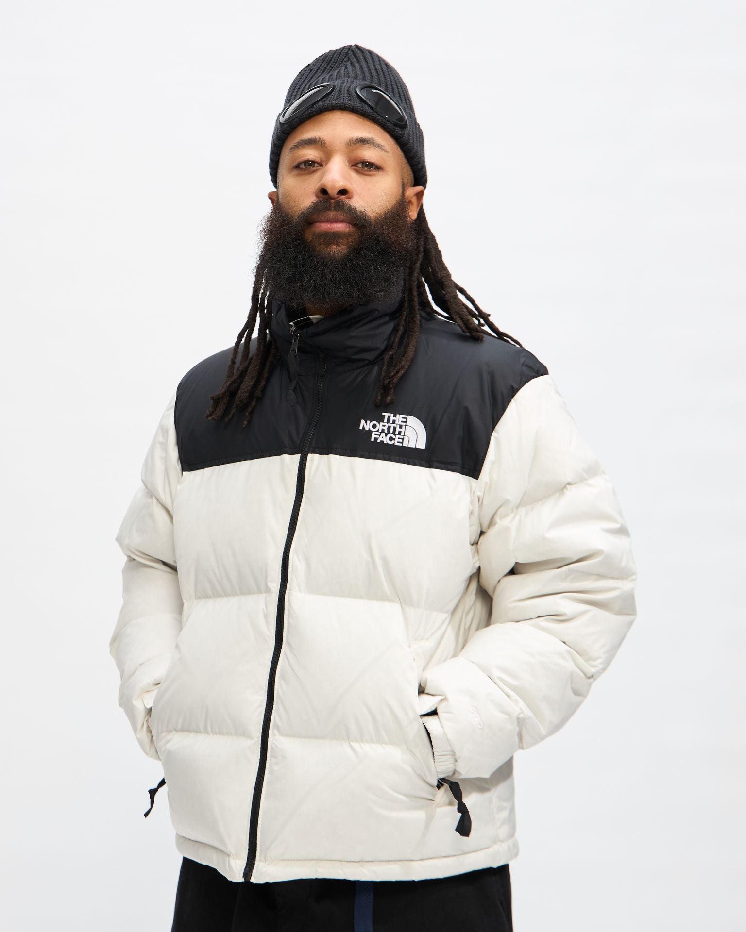 1996 Retro Nuptse Jacket in TNF White / TNF Black