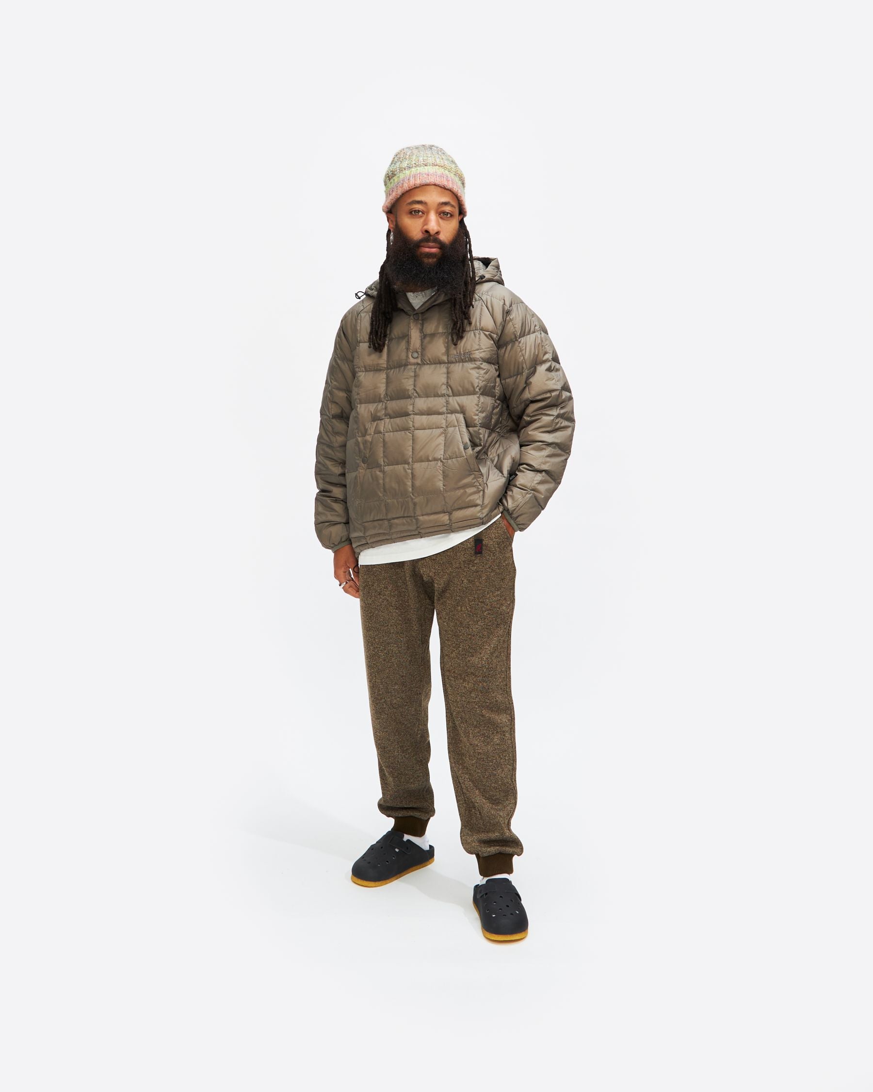 Down Pullover Jacket in Stone Grey