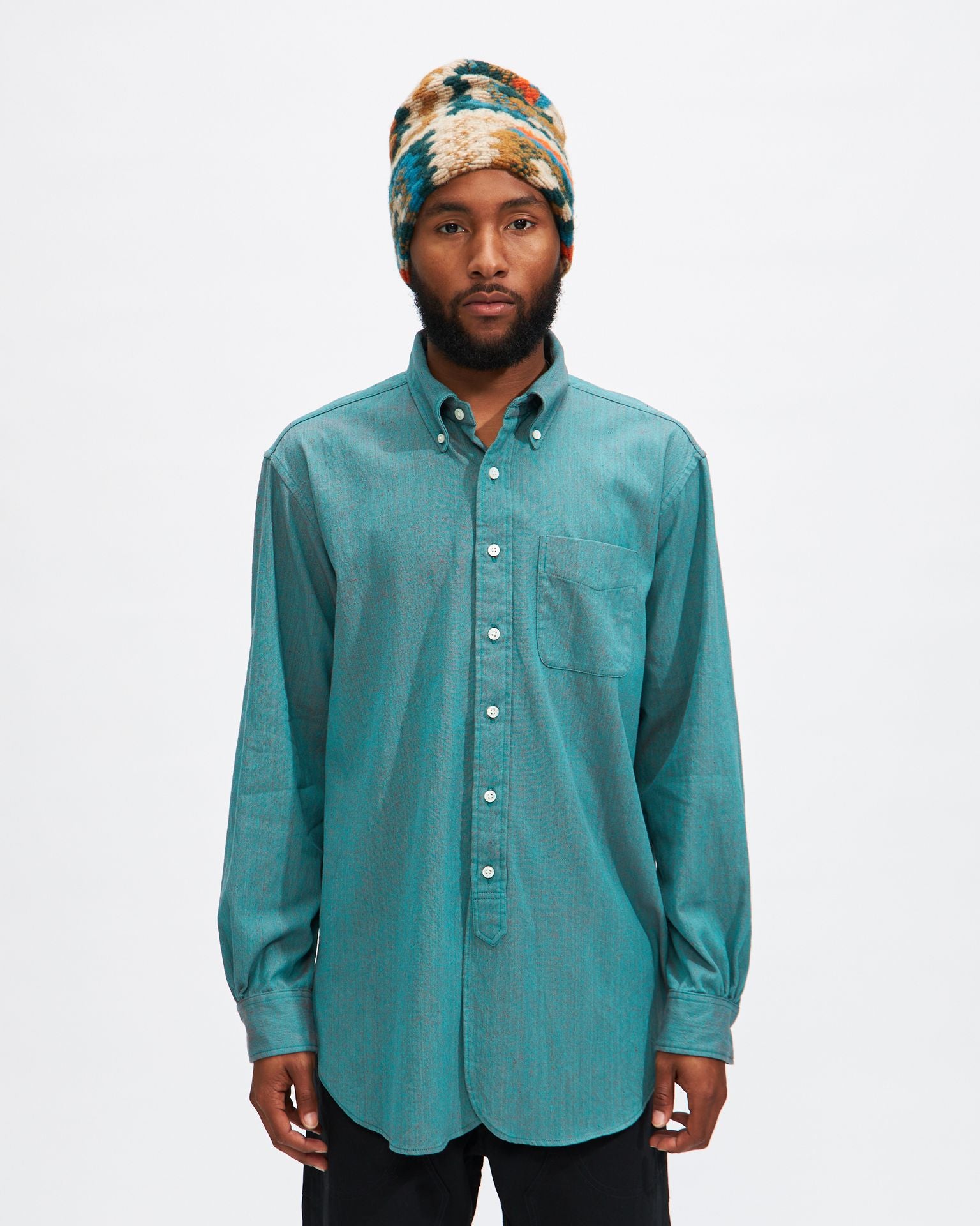 19 Century BD Shirt in Jade Cotton Iridescent Oxford