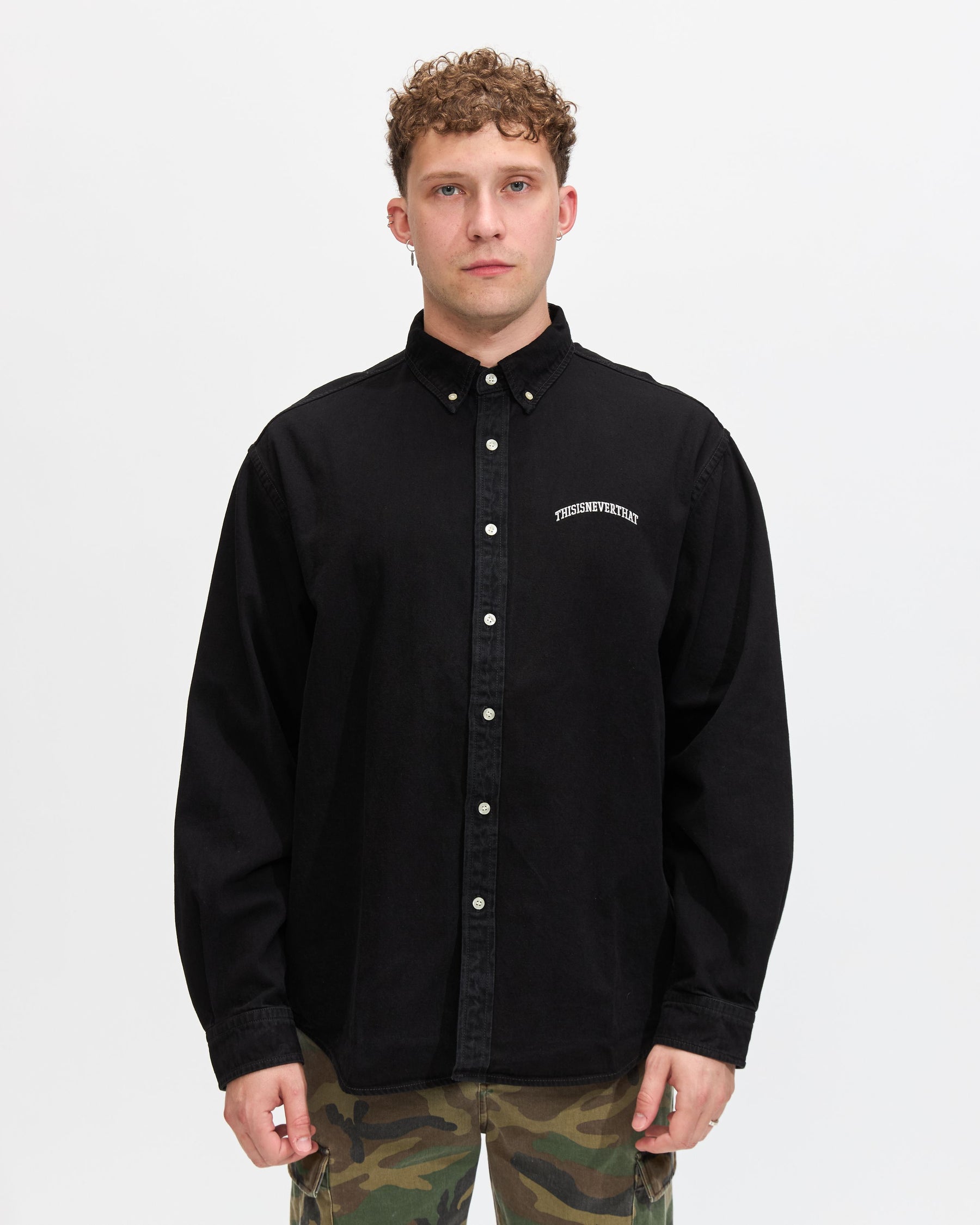 Washed Denim Shirt in Black