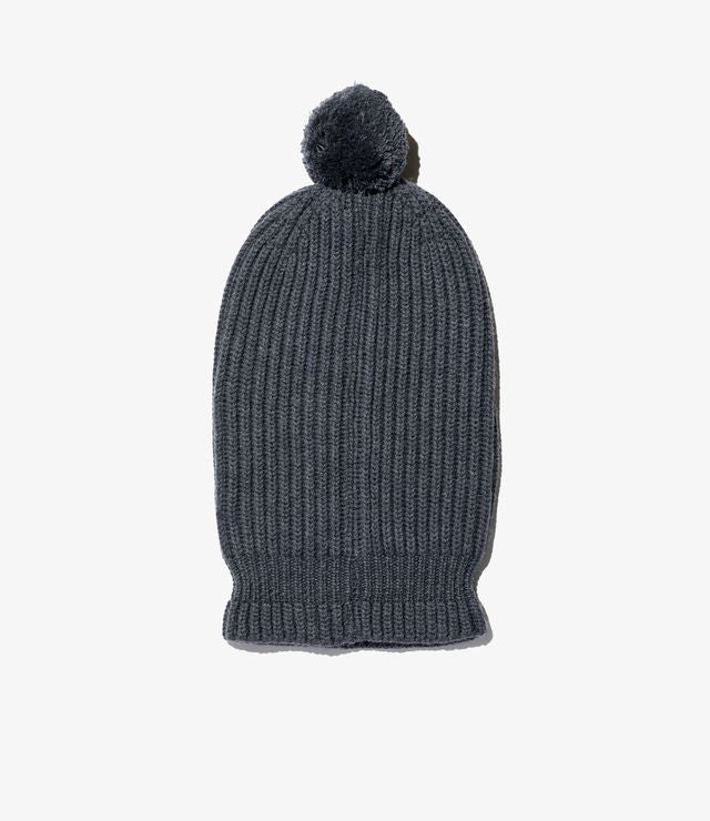 Face Beanie in Charcoal Wool Sweater Knit