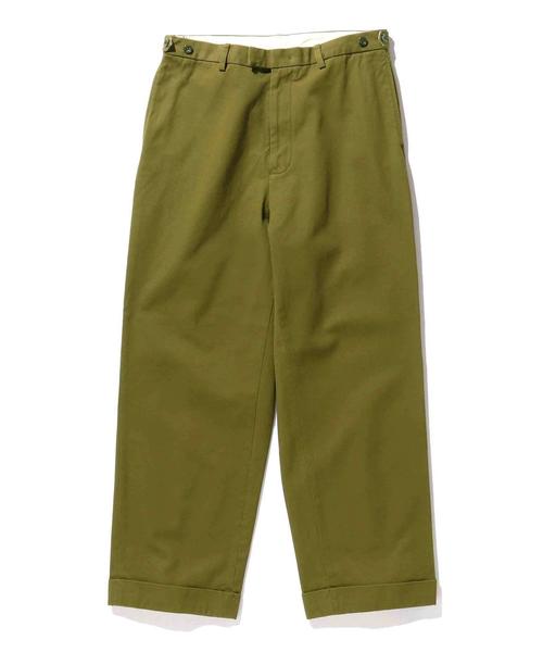 Twill Wide Trousers in Olive