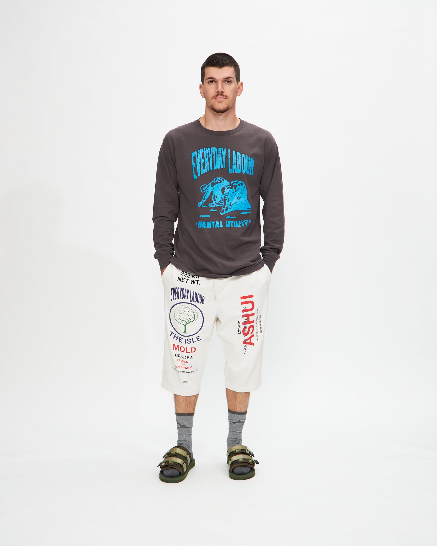 Ashui 3 Quarter Sweat Pant in White