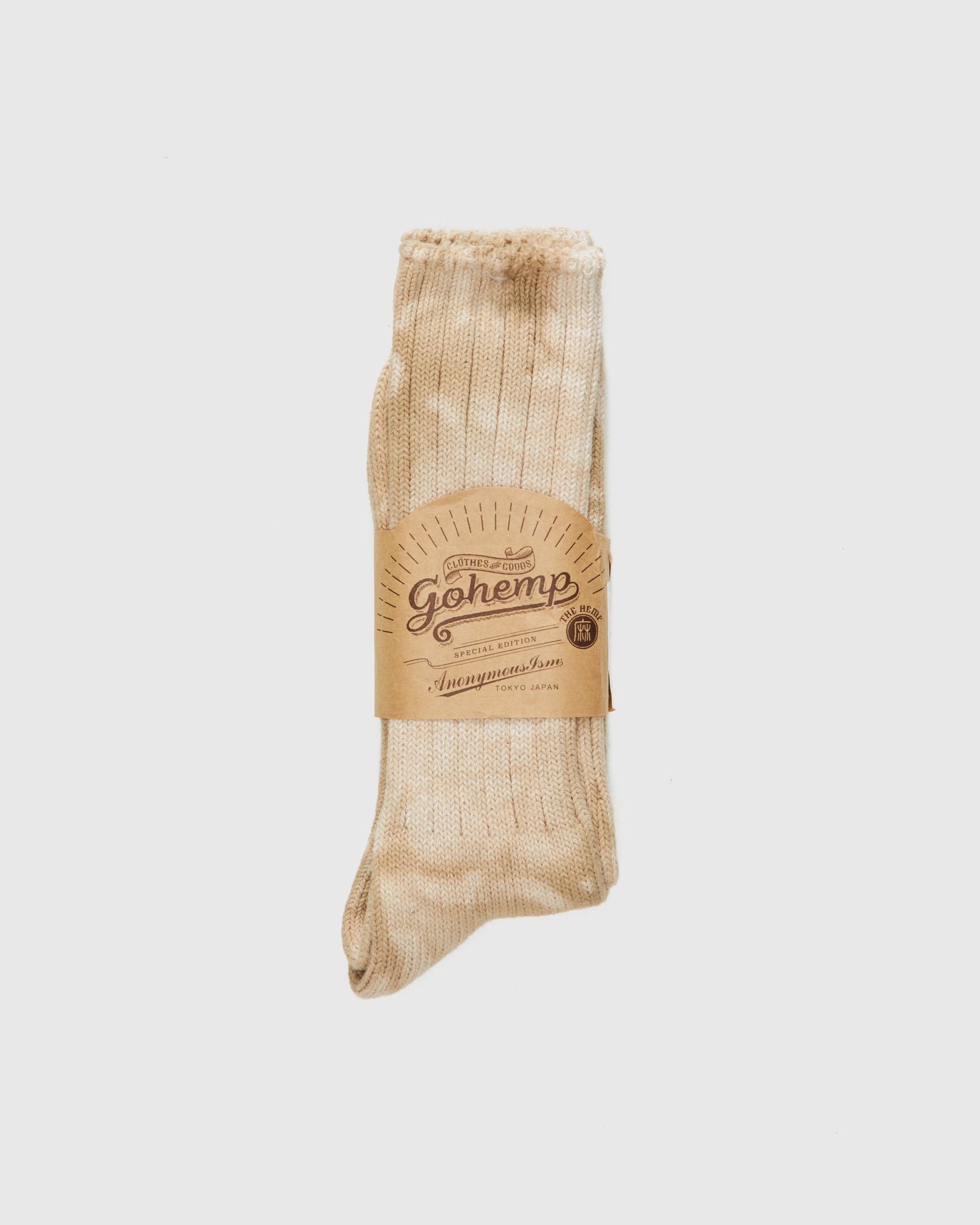 Go Hemp Uneven Dye Crew Sock in Beige