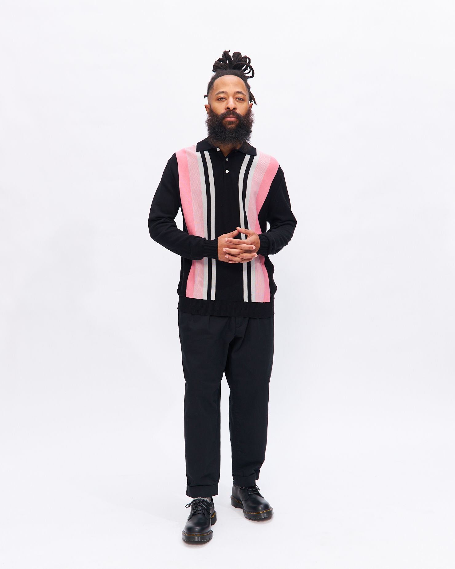 2 Pleat Twill Pant in Black