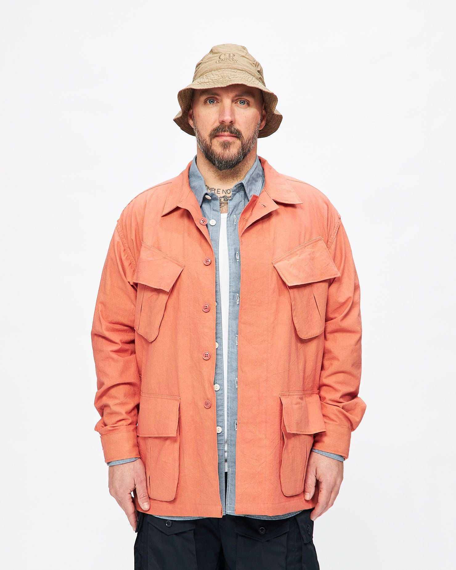 Jungle Fatigue Jacket in Rust Cotton Sheeting