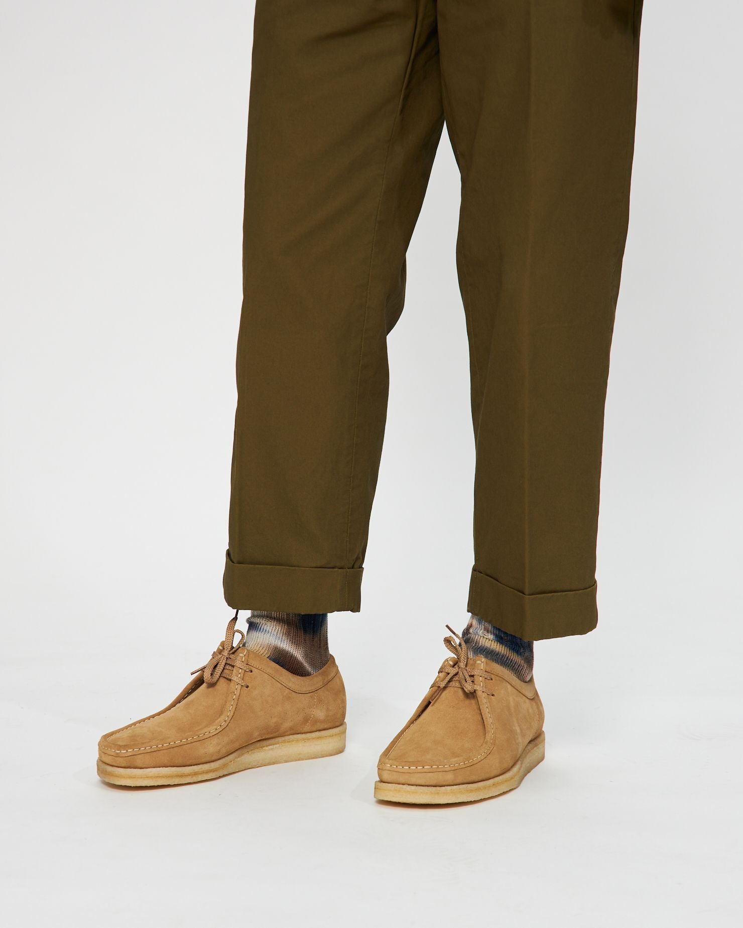Twill Wide Trousers in Olive