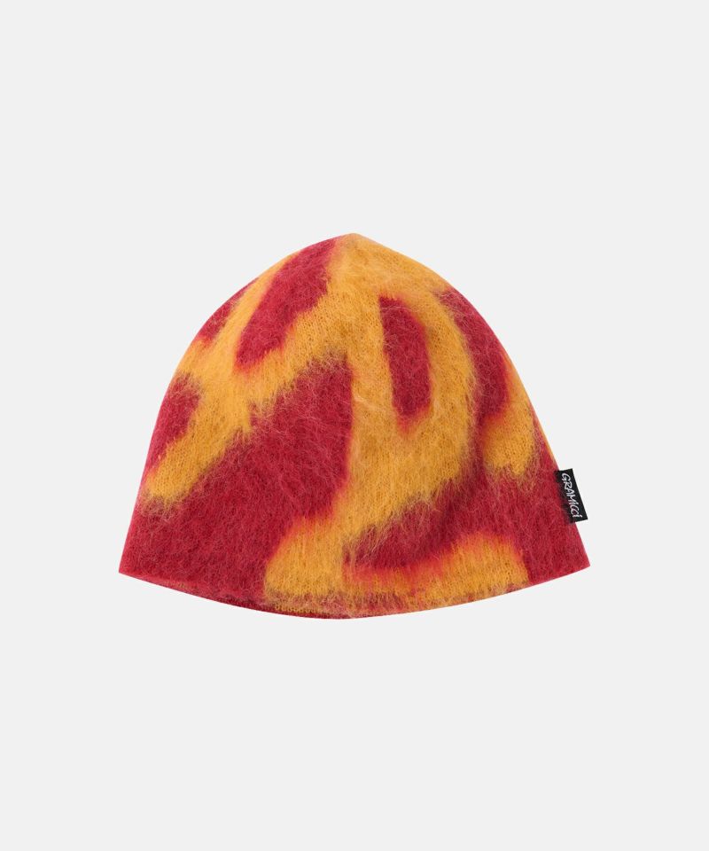 Mohair Burly Runningman Beanie in Burnt Orange
