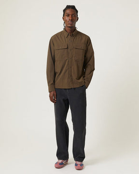Corridor Crinkled Cotton Nylon Shirt in Brown
