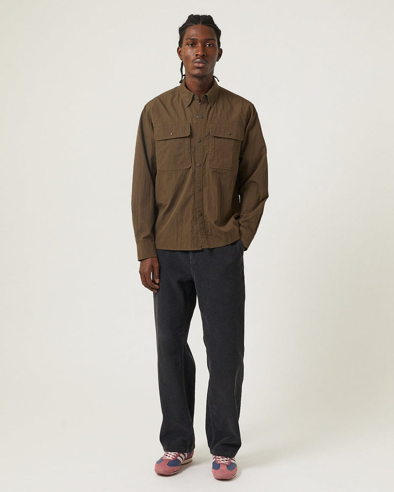 Corridor Crinkled Cotton Nylon Shirt in Brown