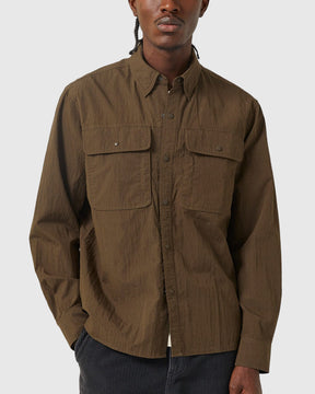Corridor Crinkled Cotton Nylon Shirt in Brown