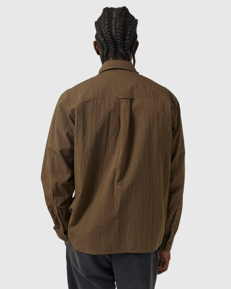 Corridor Crinkled Cotton Nylon Shirt in Brown