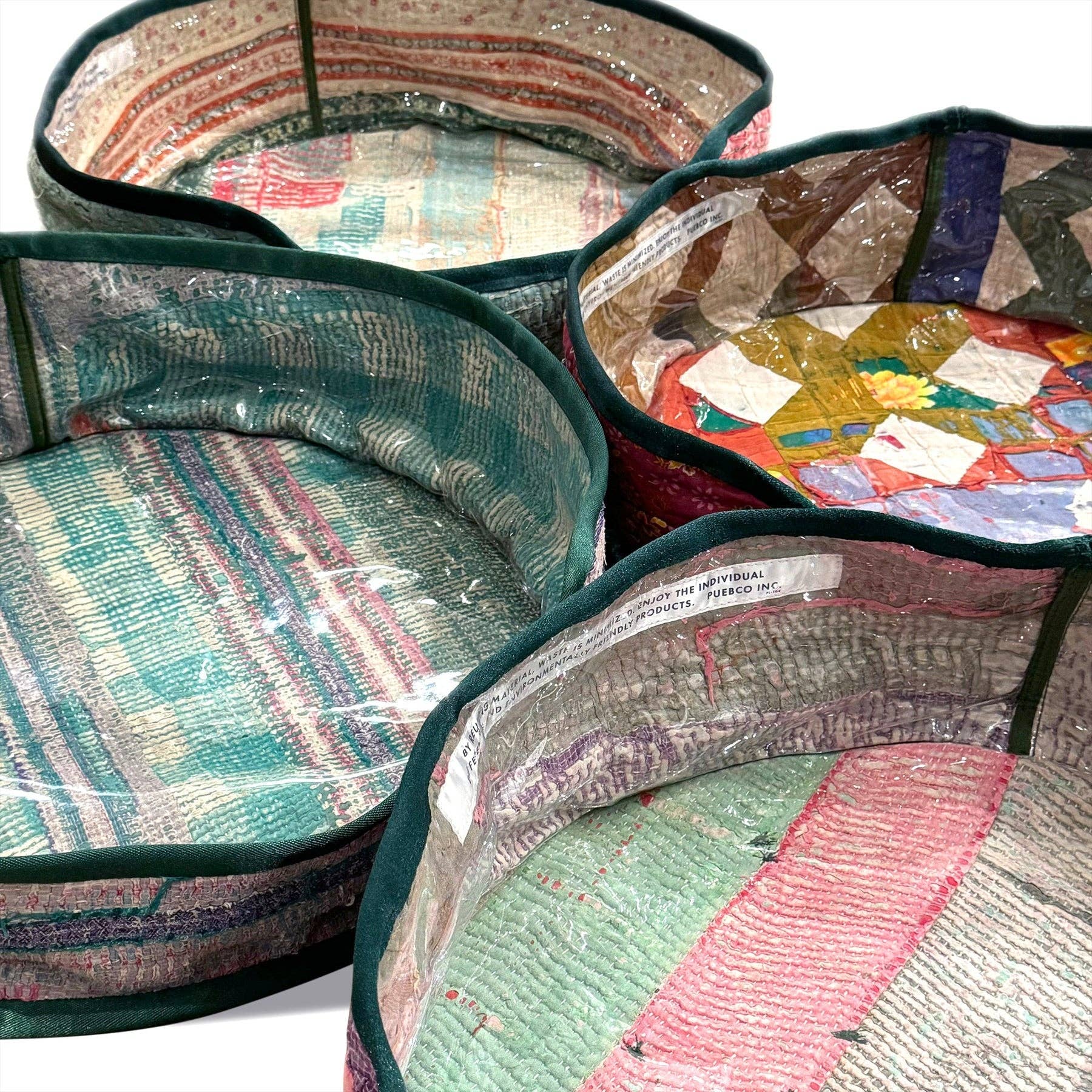 Vintage Kantha Quilt Pet Bed W/Cushion