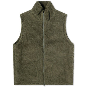 Stand Collar Boa Fleece Vest in Forest