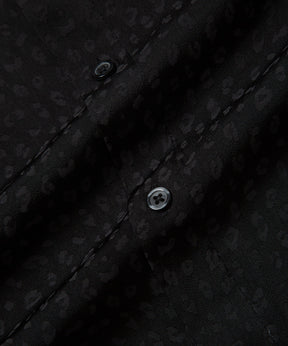 Bruce Leopard Jacquard Short Sleeve Shirt in Black