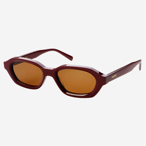 Tokyo Acetate Unisex Rectangular Sunglasses in Burgundy