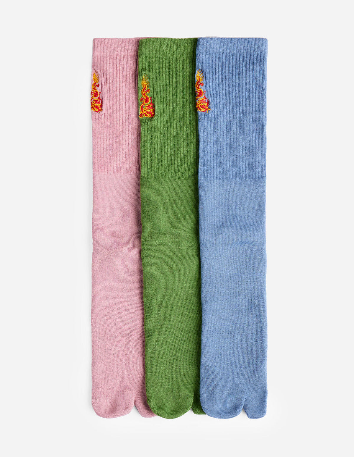 1264 Micro Dragon Tabi Sock 3 Pack in Blue/Green/Pink