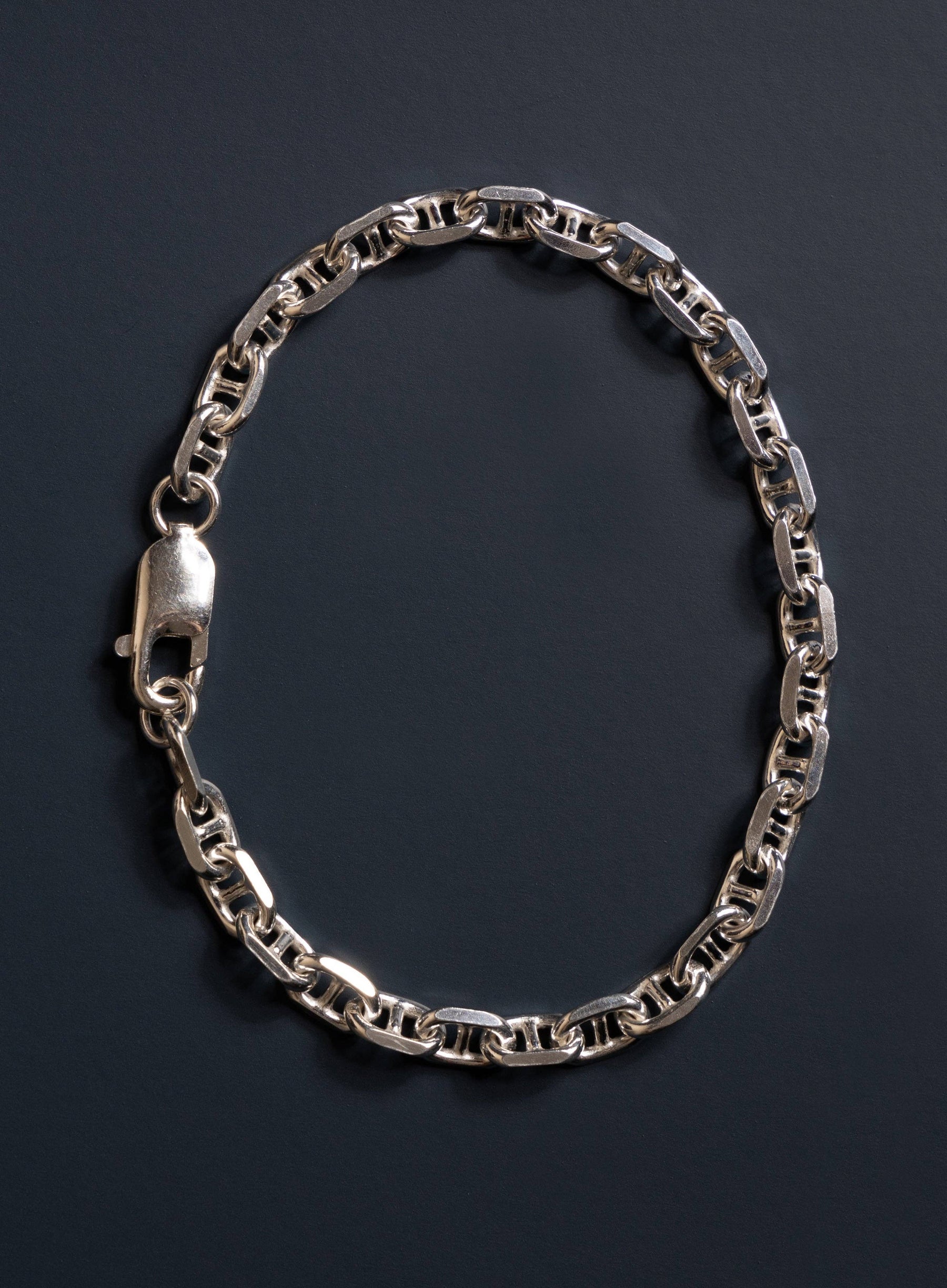 925 Sterling Silver Double Anchor Chain Men's Bracelet