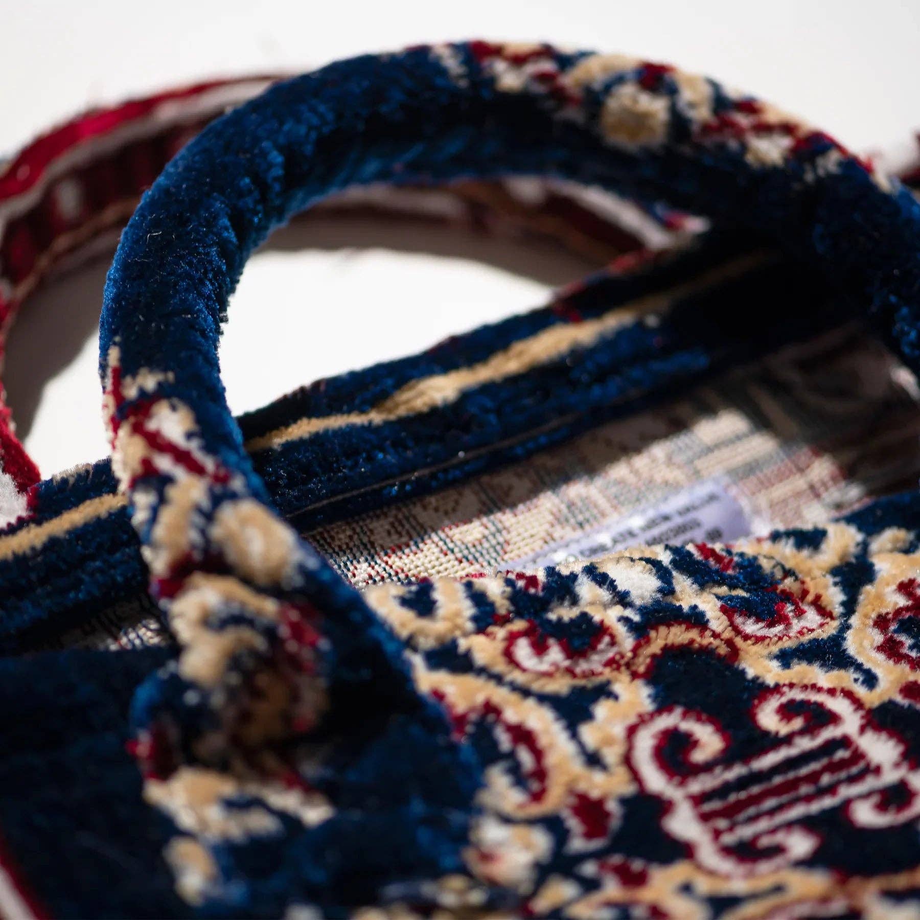 Polyester Cotton Rug Fabric Bag in Navy Blue