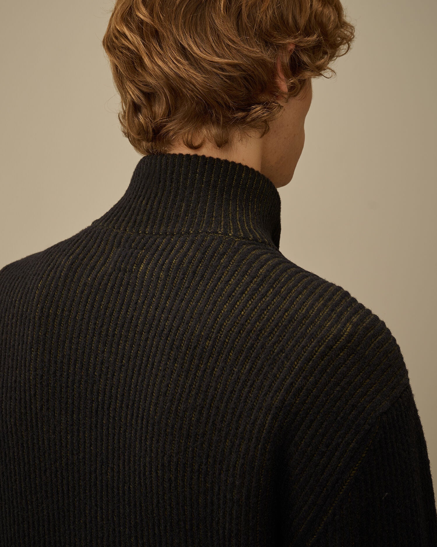 Fleece Knit Half Zip Sweater in Capers