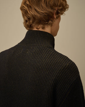 Fleece Knit Half Zip Sweater in Capers