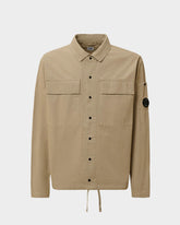 Microreps Peached Lens Button Overshirt in London Fog