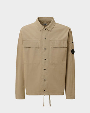 Microreps Peached Lens Button Overshirt in London Fog
