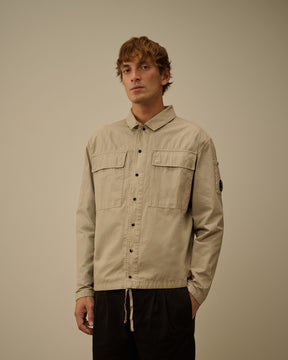 Microreps Peached Lens Button Overshirt in London Fog